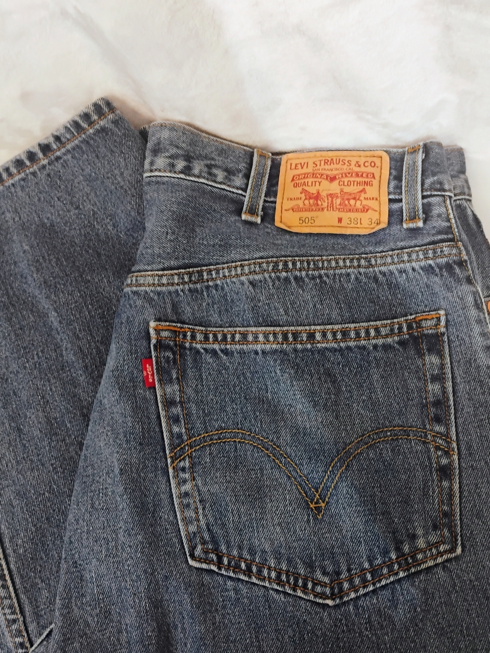 Levi's 505 Mens 38x34 Medium Wash Straight Regular Fit Denim Blue Levis Jeans R